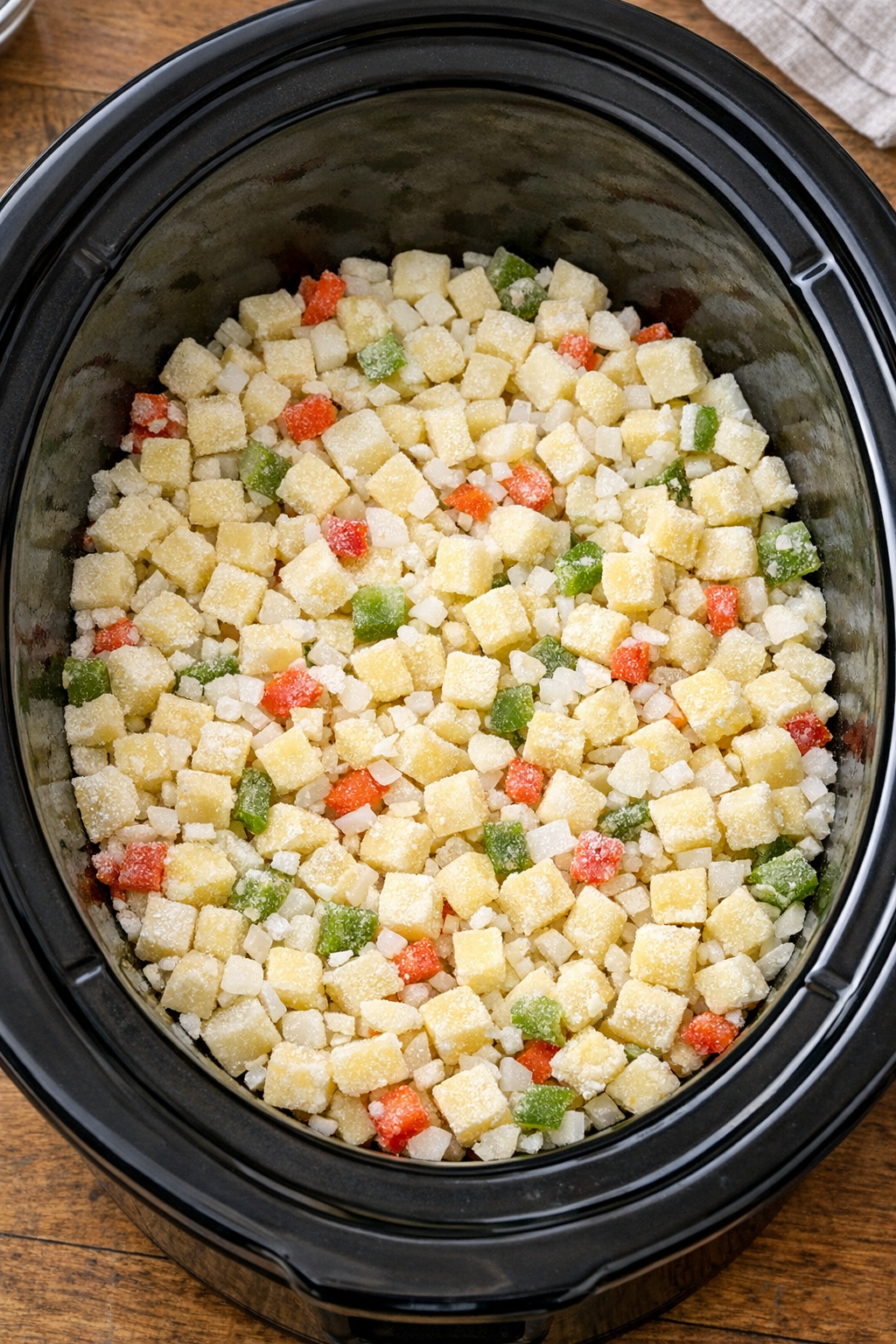 Frozen O'Brien potatoes in the slow cooker