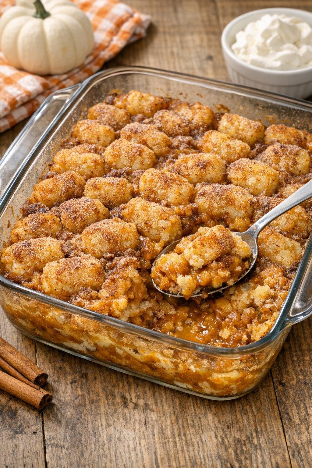 Finished baked Halloween potato tot dessert