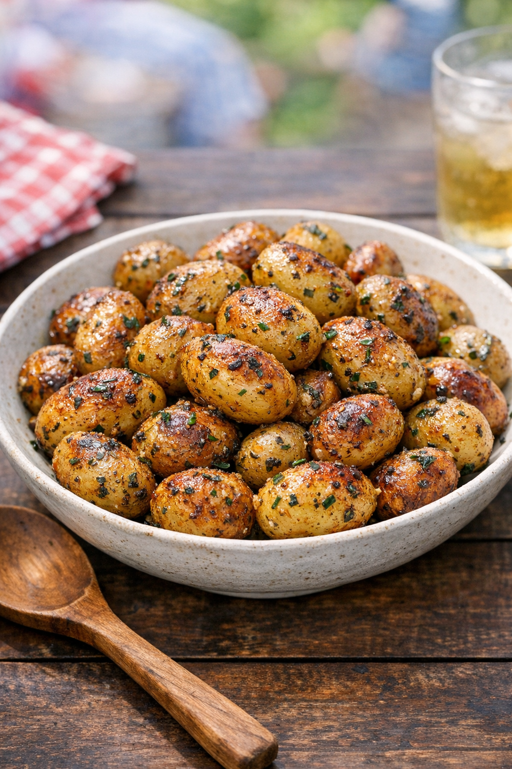 Finished plated herb baby potatoes