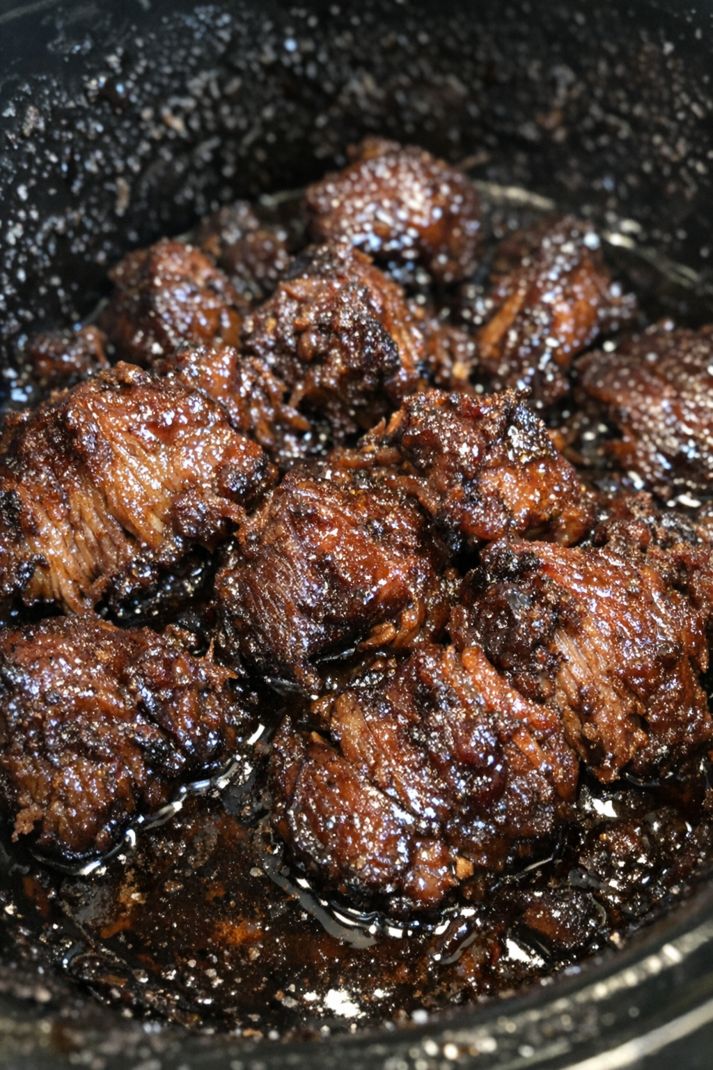 Slow cooker glazed pork shoulder chunks