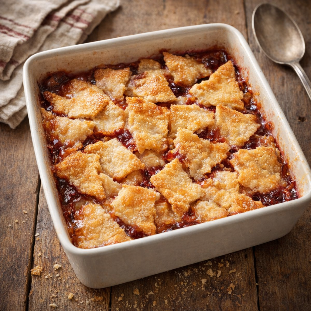 Rustic baked pie dough dessert cooling on a farmhouse table