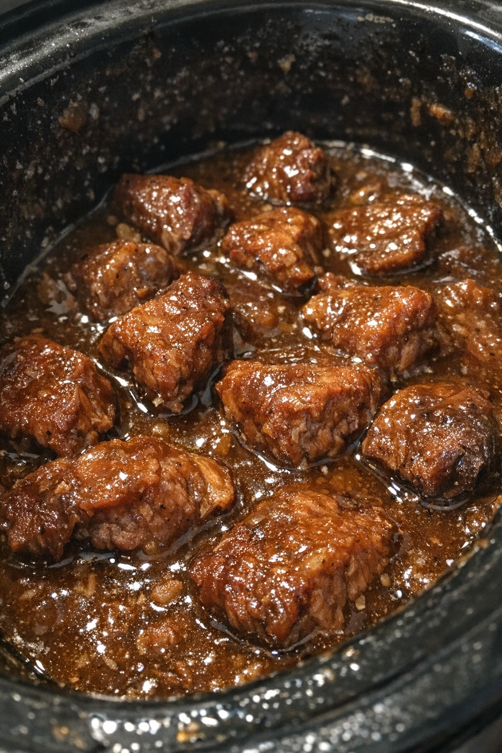 Slow cooker protein chunks in rich gravy