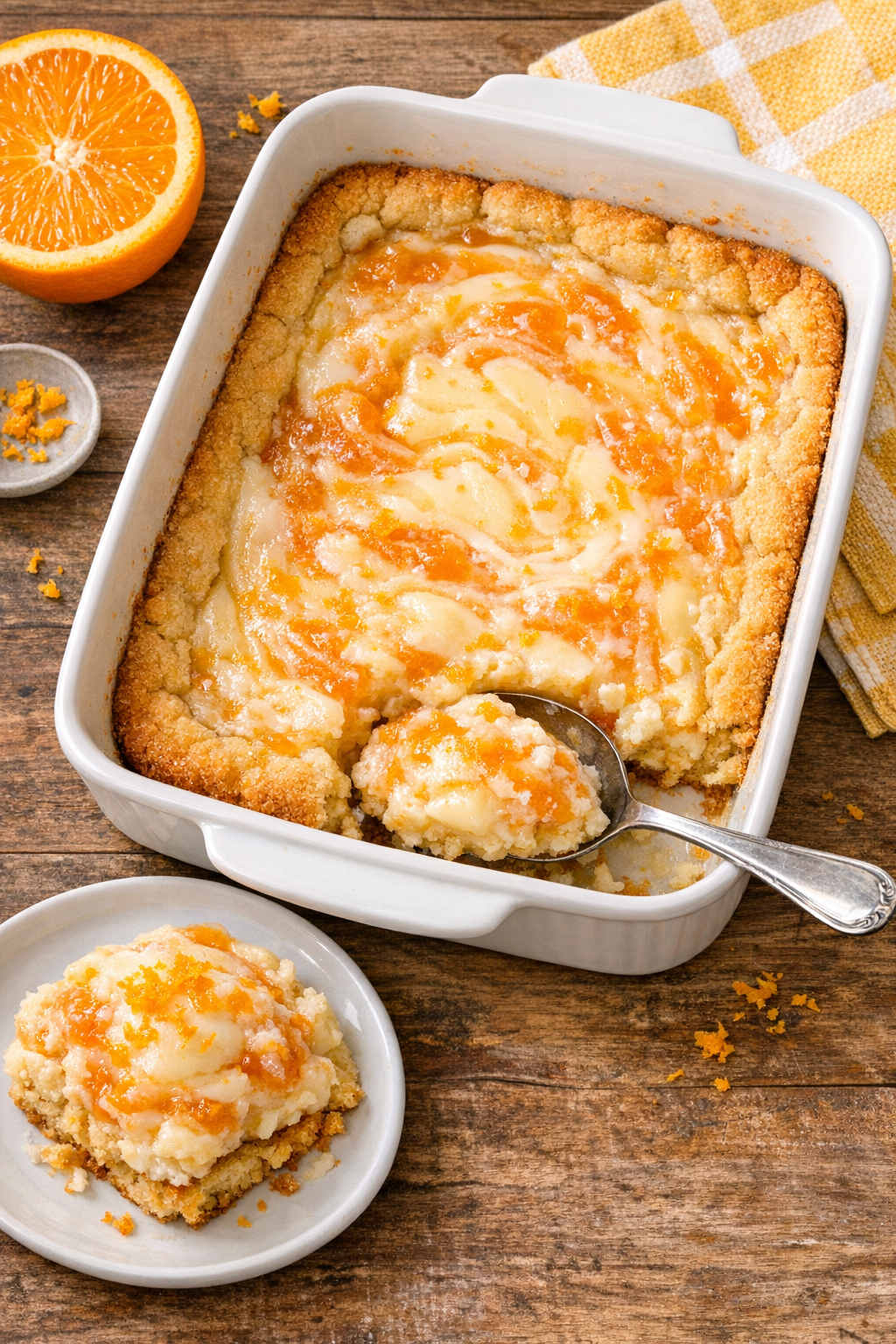 Finished creamsicle cookie dessert in baking dish