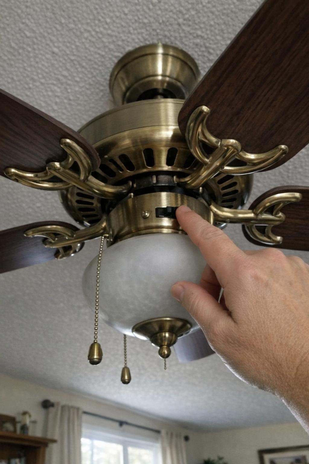 Ceiling fan motor housing with direction switch set for winter