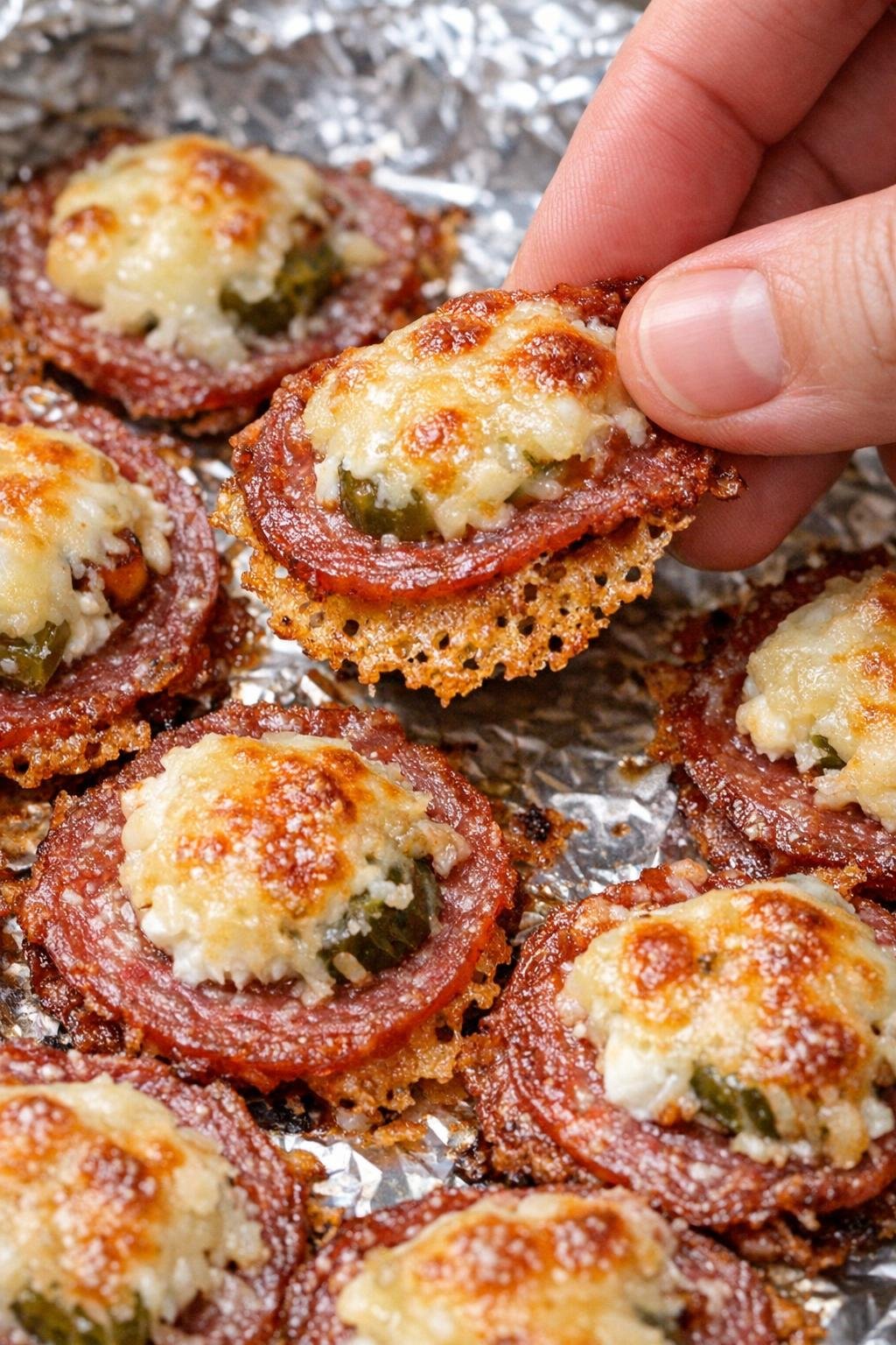 Low carb salami Kensington bites on a foil tray