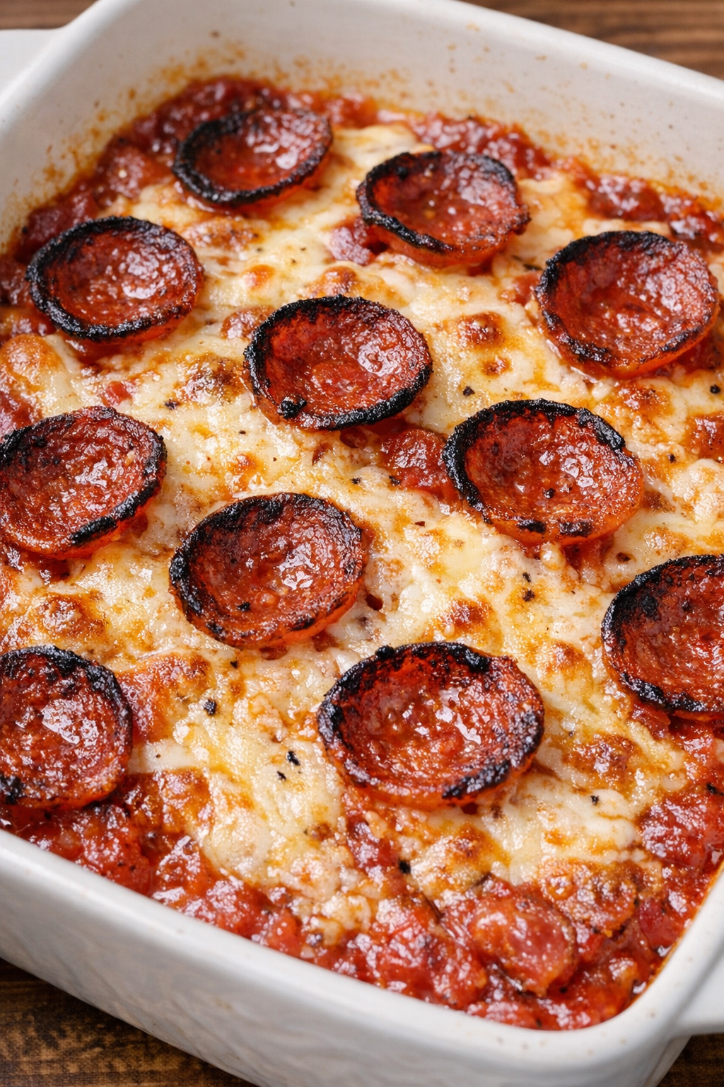 Pepperoni pizza skillet fresh from the oven