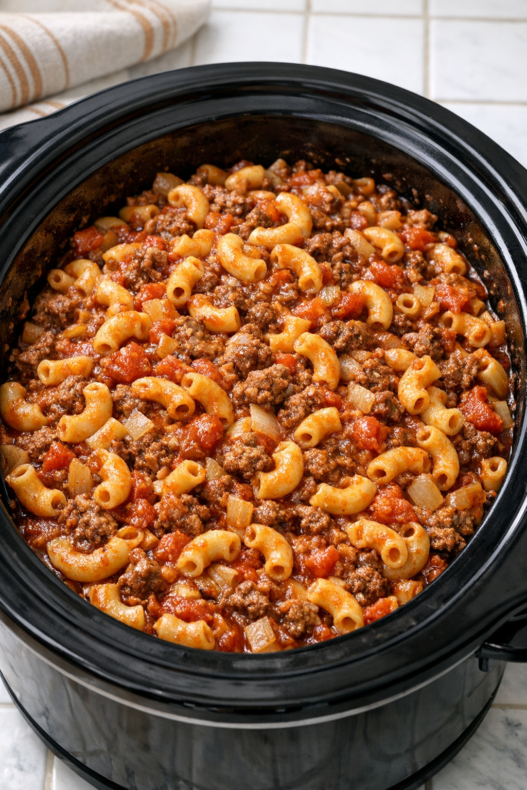 Cooked slumgullion in the slow cooker