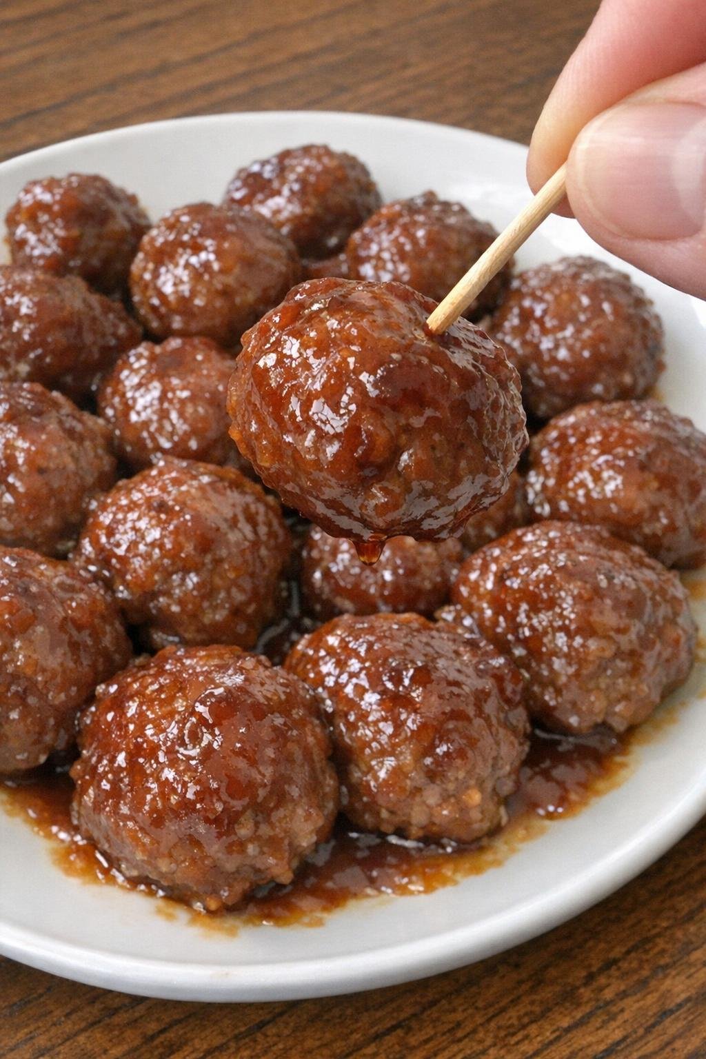 4-ingredient meatball whitaker bites on a white plate