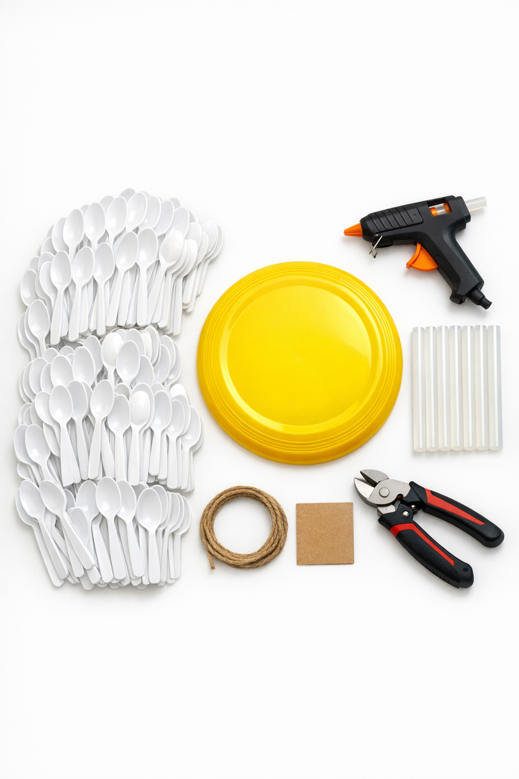 All materials laid out for the giant daisy door hanger