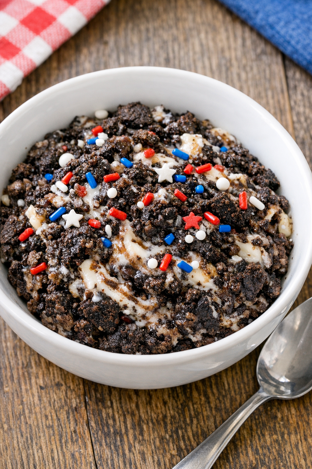 Finished patriotic slow cooker sandwich cookie dessert