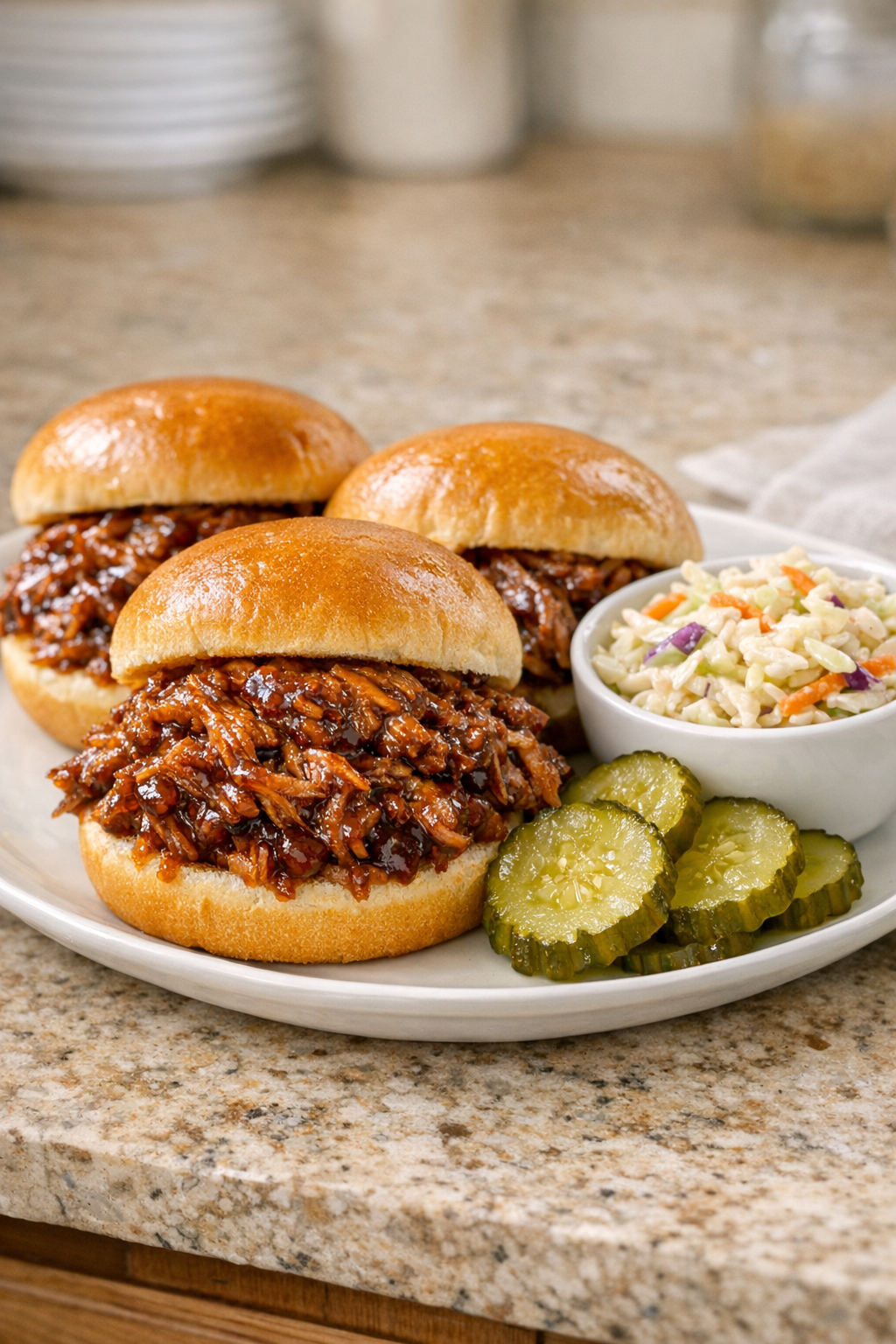Finished platter of BBQ beef sliders
