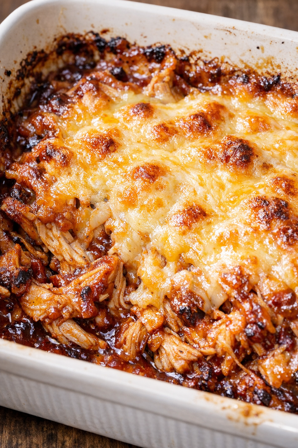 Low carb BBQ chicken bake fresh from the oven