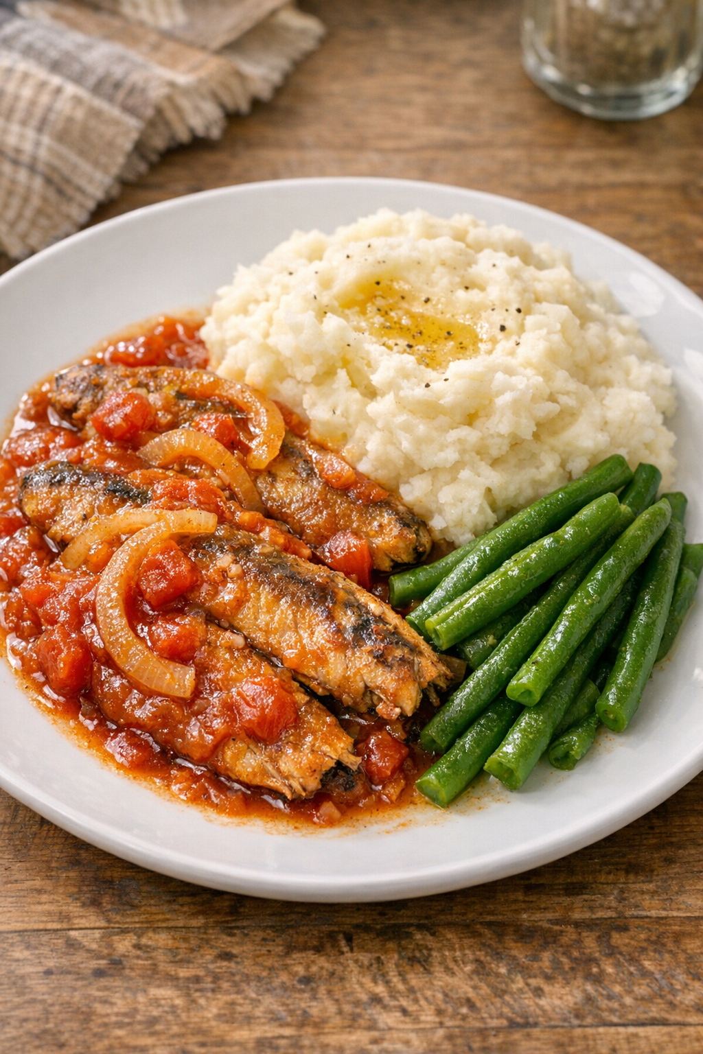 Finished slow cooker kipper snacks plated with sauce