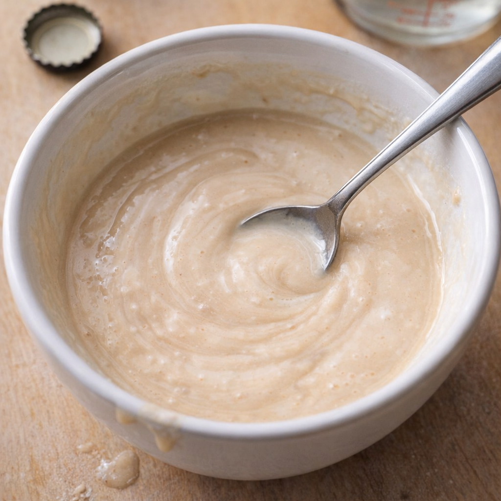 Vanilla ice cream and root beer glaze mixture