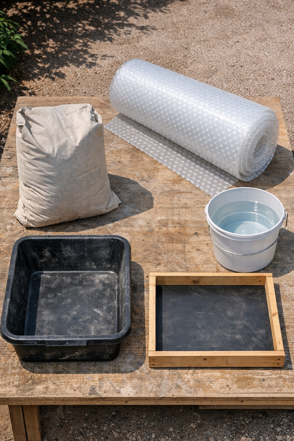 Materials for making honeycomb-textured cement garden slabs