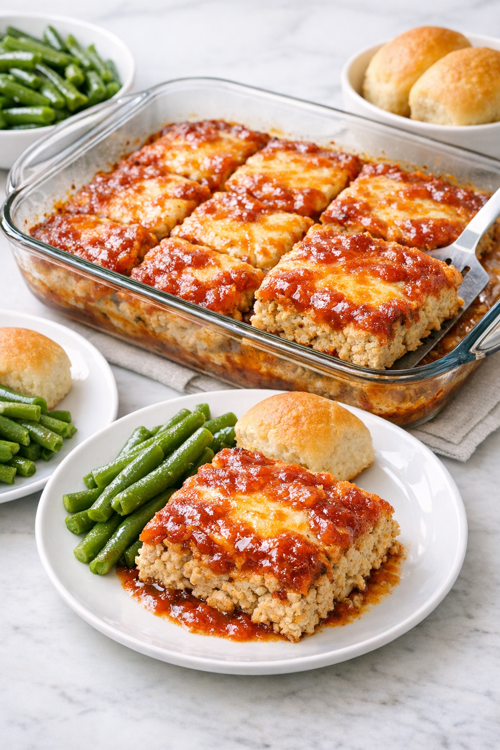 Finished baked ground chicken casserole
