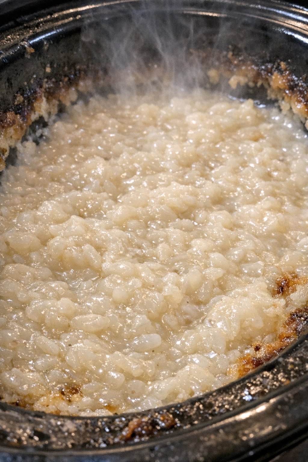 Slow cooker rice pudding in the crock