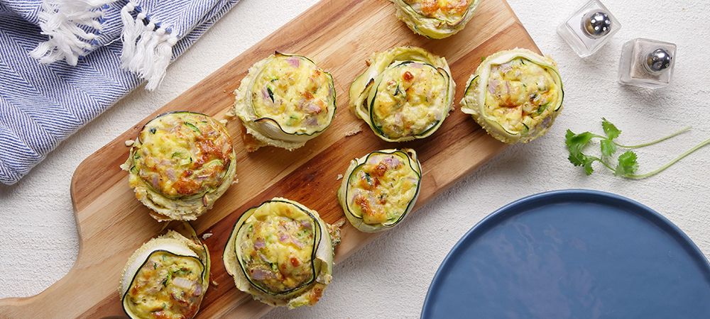 Arrange Zucchini Around Rims In Muffin Tin  & Put Together This Easy Meal Recipe and Video