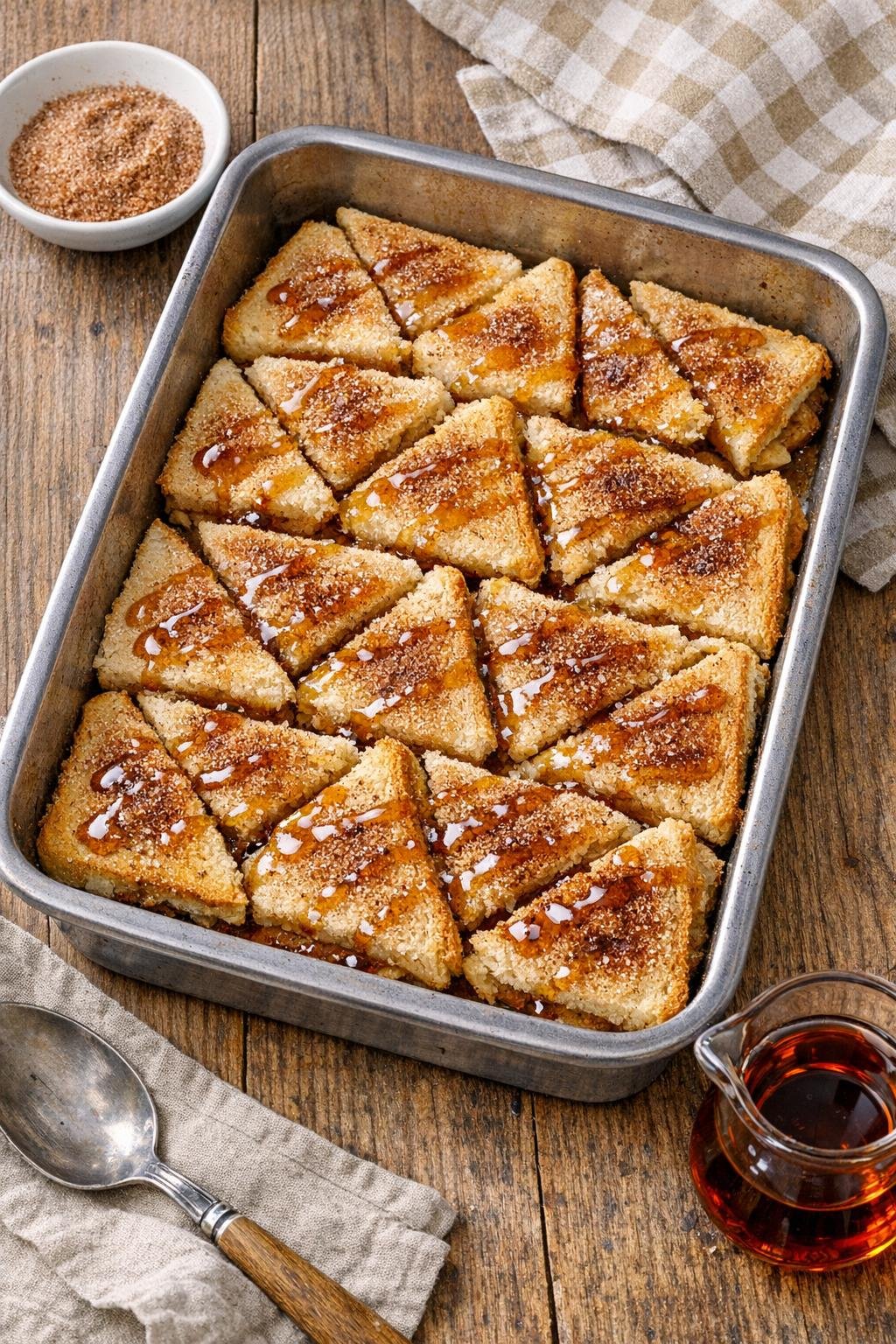 Finished baked peanut butter sandwich dessert in roasting pan