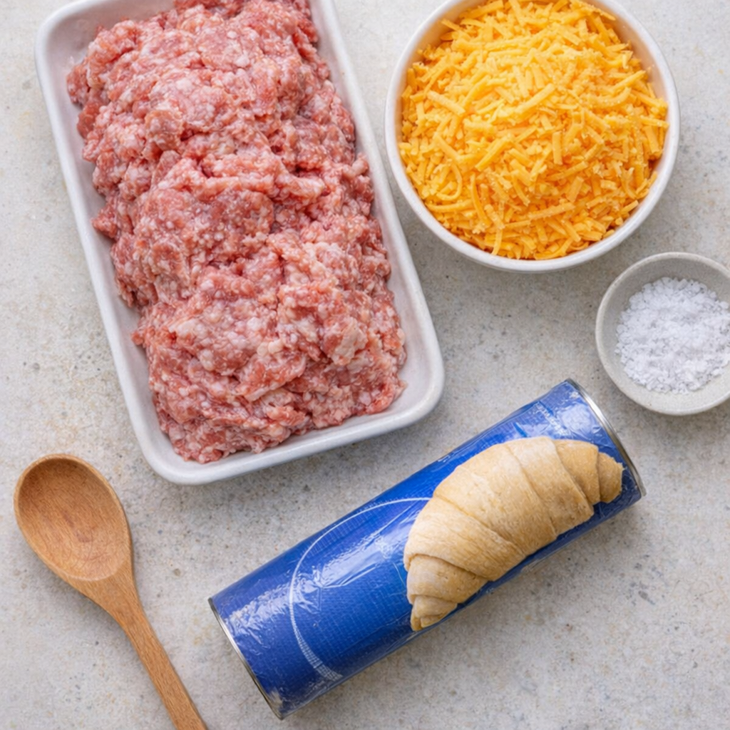 Simple three-ingredient setup for sausage squares