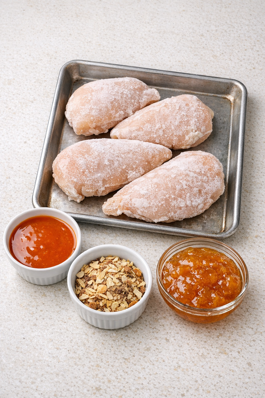 Main ingredients for baked chicken recipe