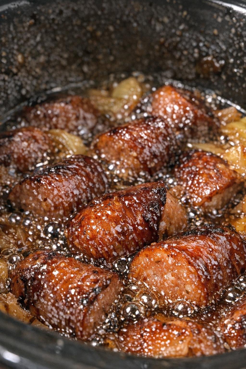 Finished slow cooker kielbasa dinner