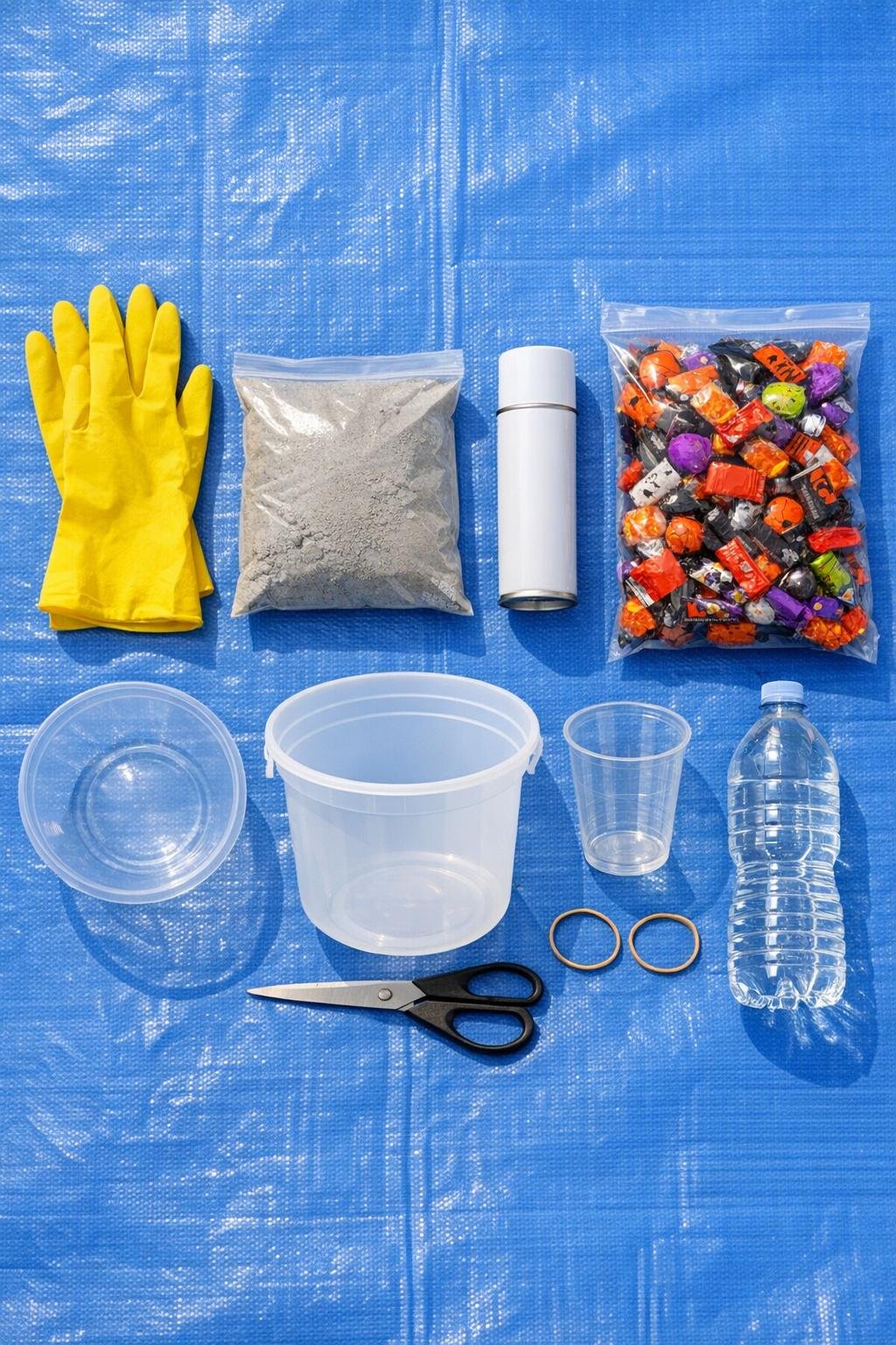 Materials for the concrete glove project laid out together