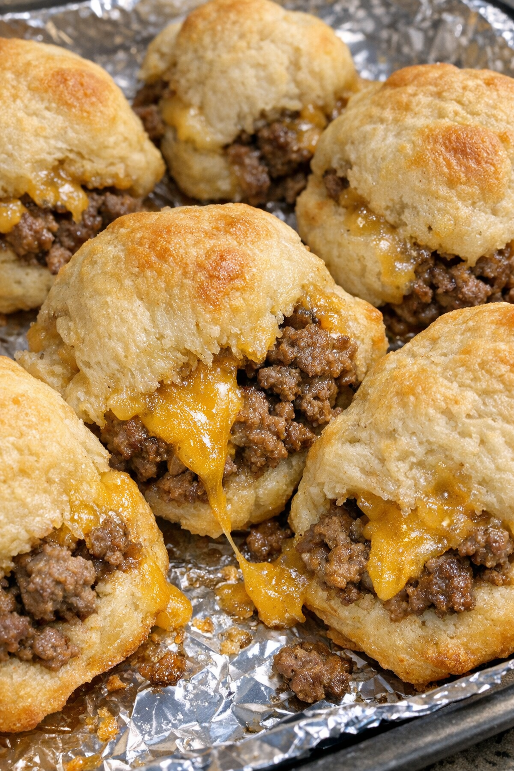 Oven baked beef biscuit bites fresh from the oven