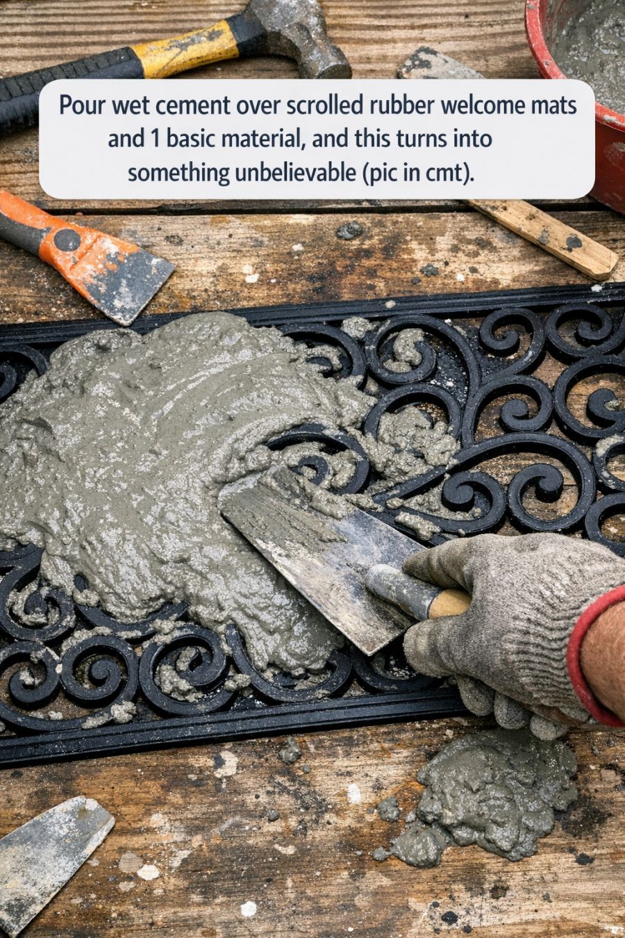 Time Visual Basic Pour wet cement over scrolled rubber welcome mats and 1 basic material ...