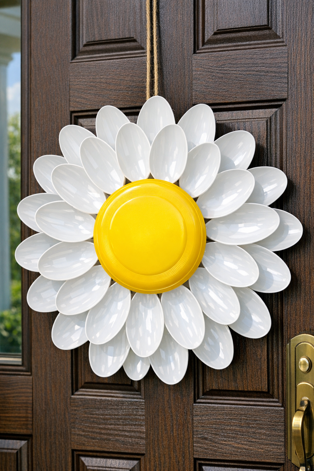 Finished giant summer daisy front door hanger