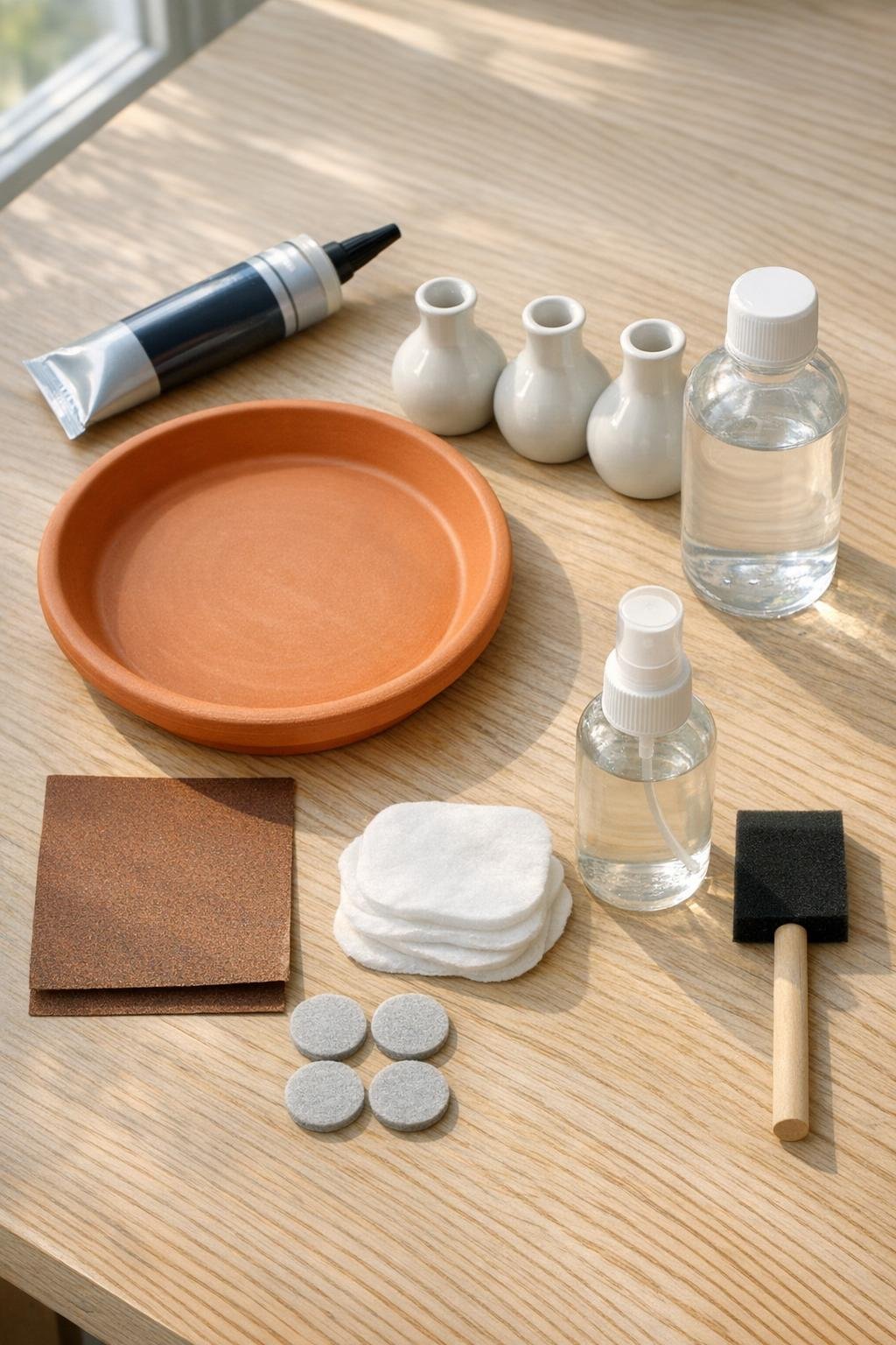 Materials for the glove dryer laid out together