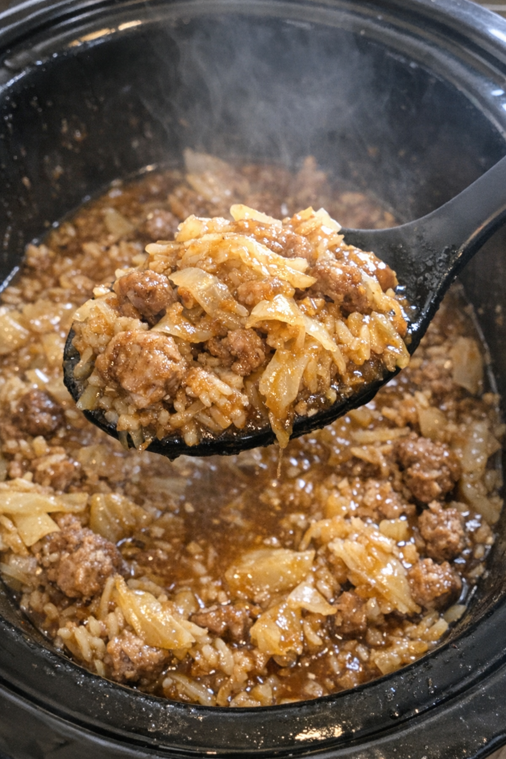 Finished slow cooker sausage bowl