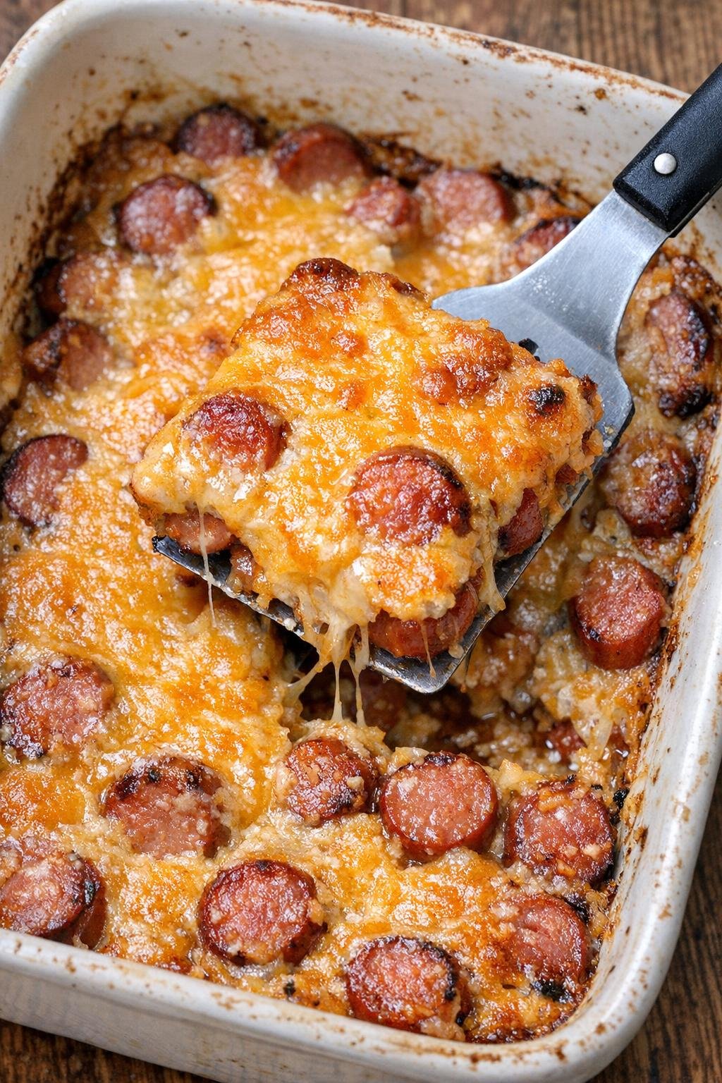 Low carb 3-ingredient hot dog Roxbury bakes in casserole dish