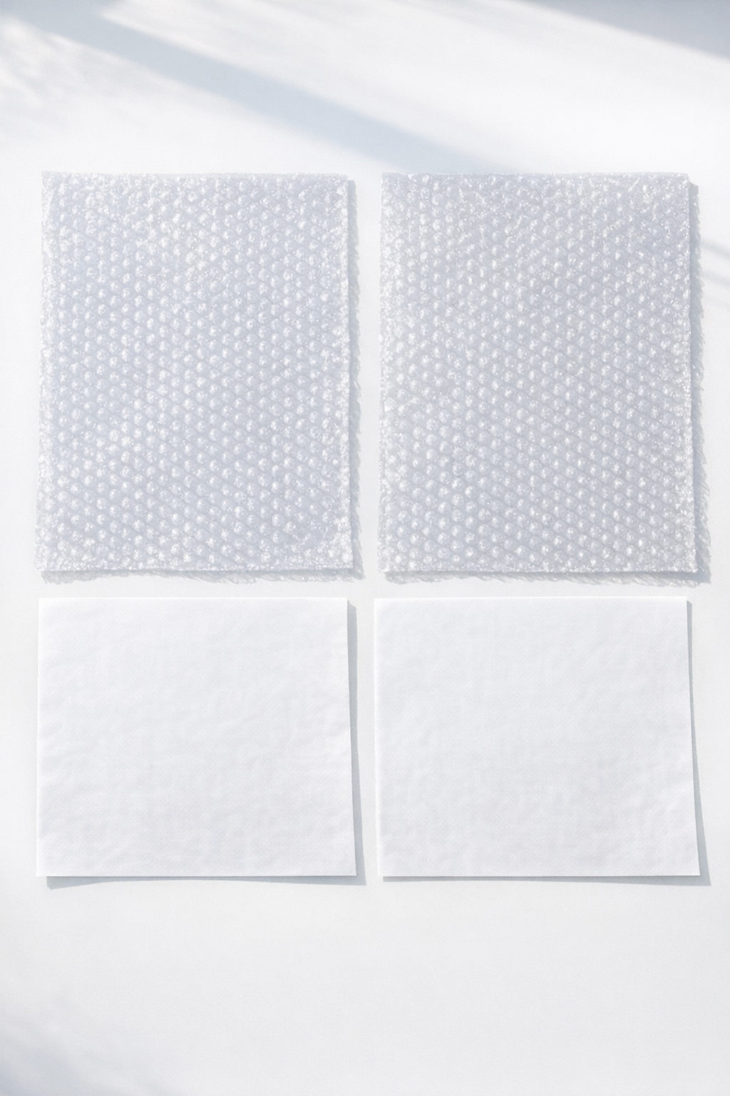 Materials for faux frosted patio panels laid out on a table