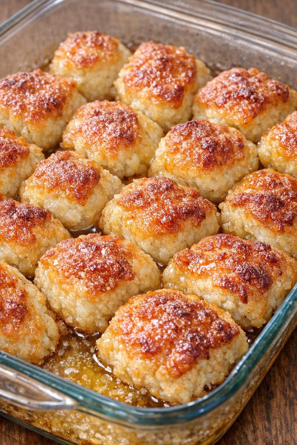 Southern 3-ingredient depression era biscuit bites in a glass casserole dish