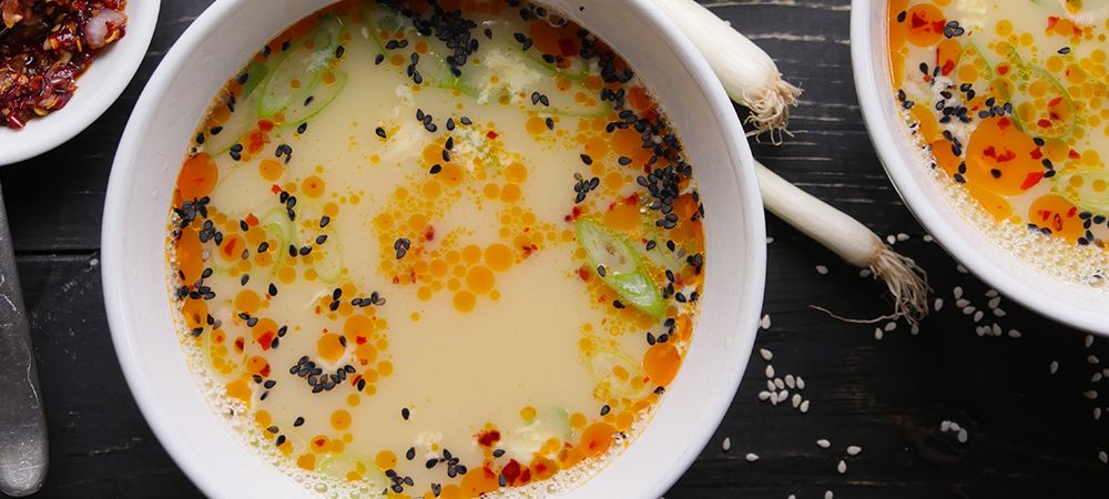 Vegetarian Spicy Egg Drop Soup Recipe and Video