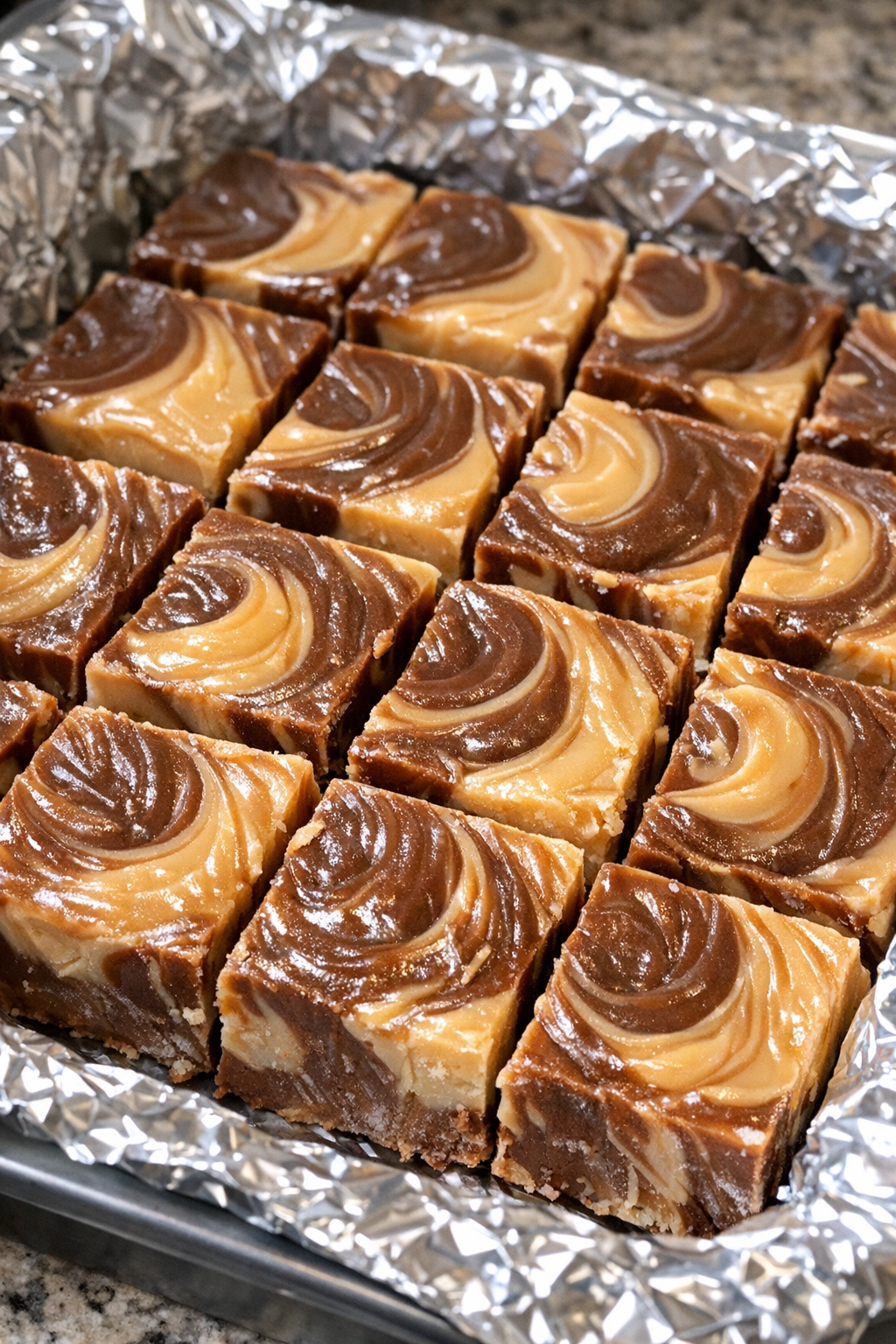 Slow cooker whipped coffee fudge in a foil-lined pan
