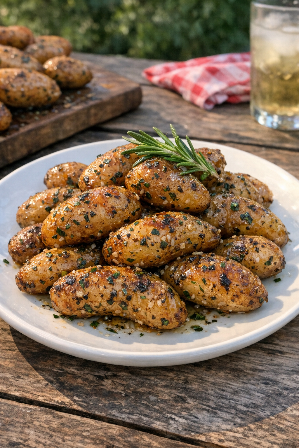 Finished plated crispy glazed baby potatoes