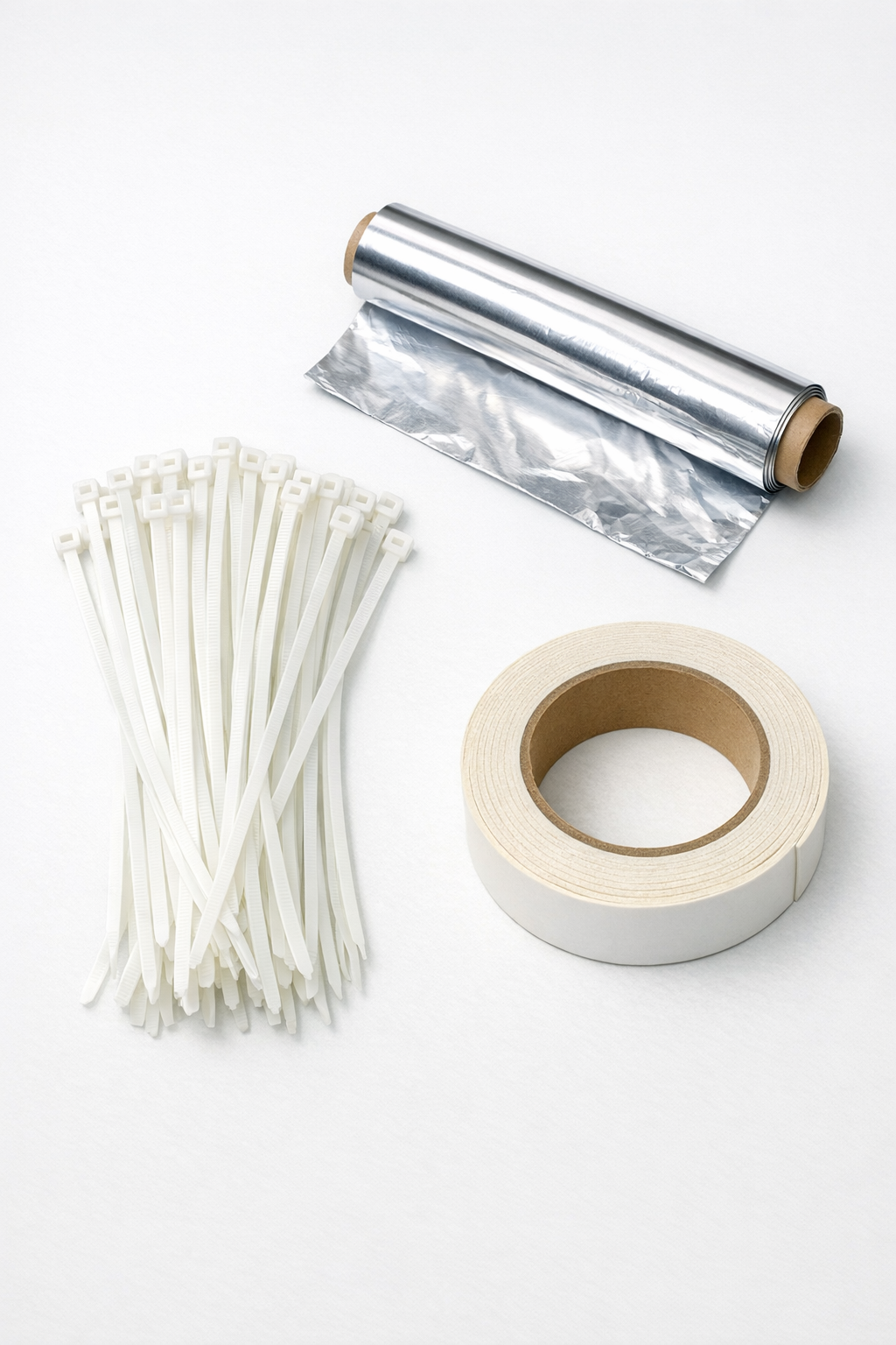 Materials for making DIY window seals laid out on a table