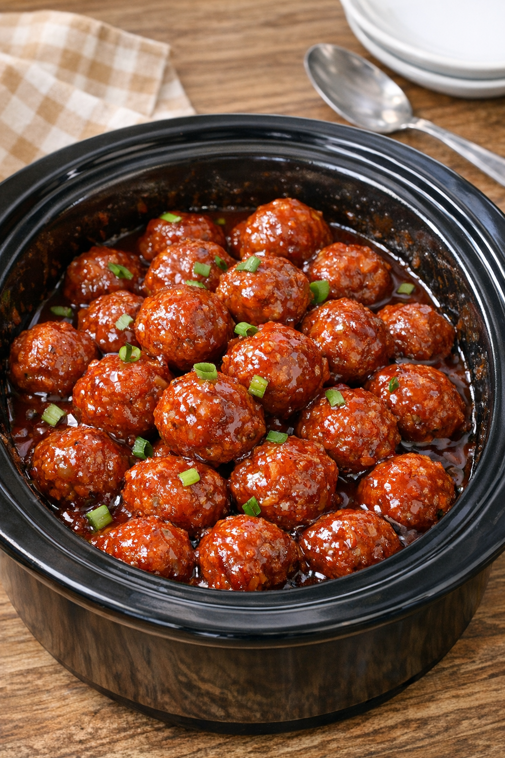 Finished sweet fire meatballs in a serving bowl