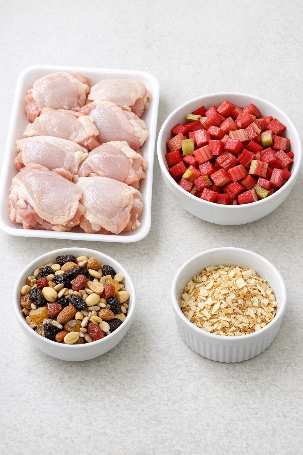 Main ingredients for slow cooker chicken supper