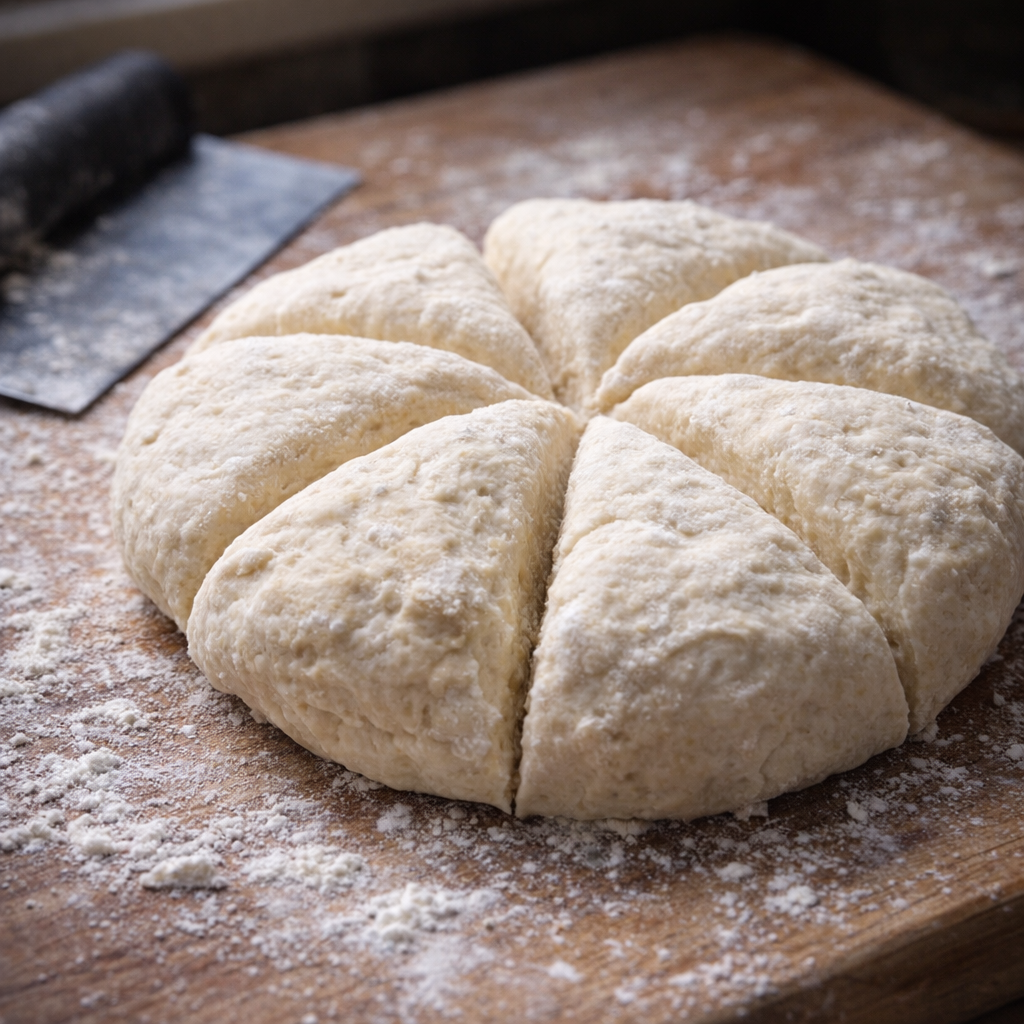 Bageldej skåret i både på et meldrysset bord