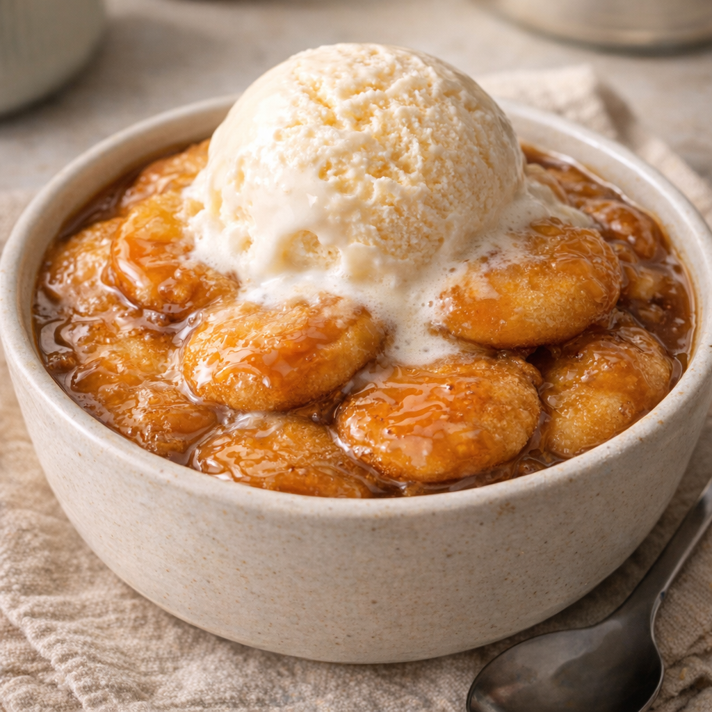 Warm vanilla wafer dessert served in a bowl