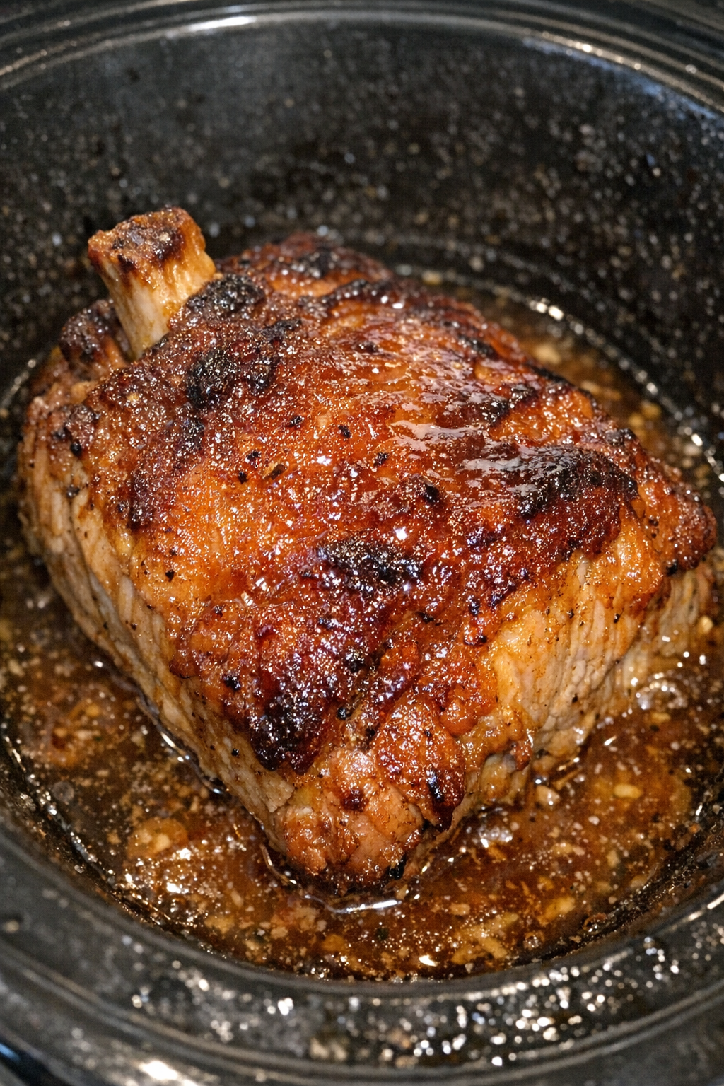 Slow cooker summer roast with glossy caramelized exterior