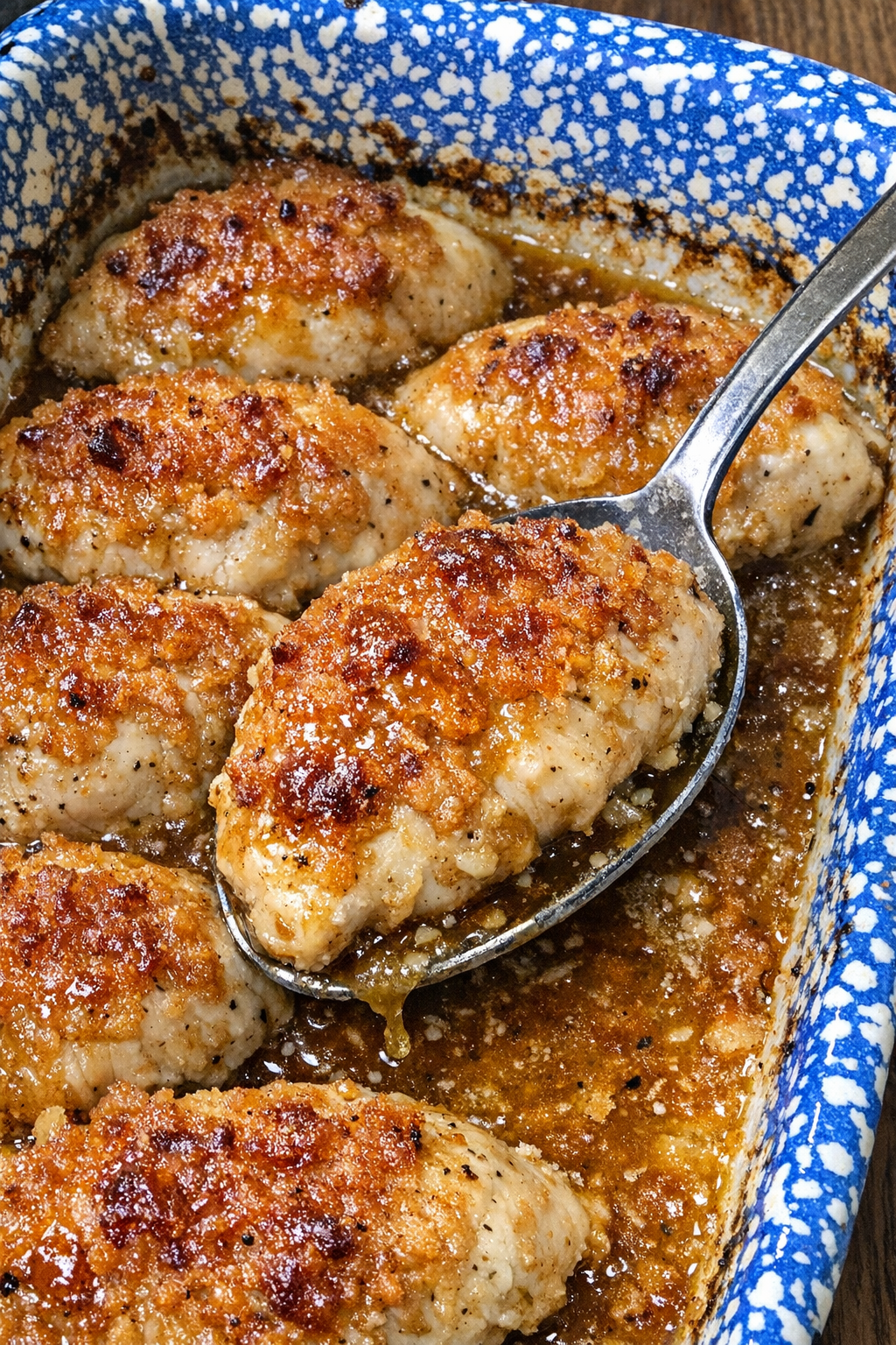 Baked chicken breasts with glossy savory coating