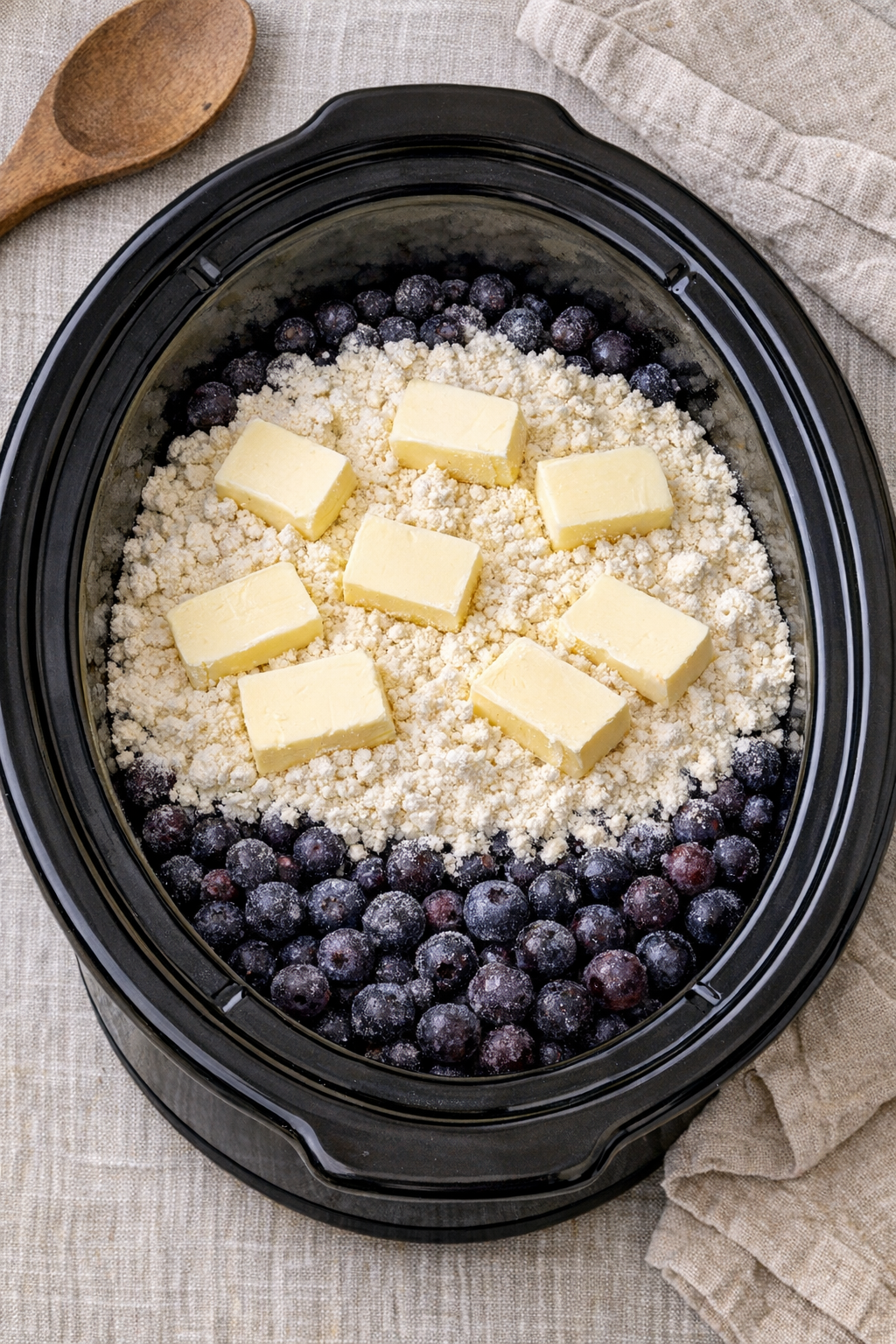 Blueberry cobbler-style dessert in a bowl
