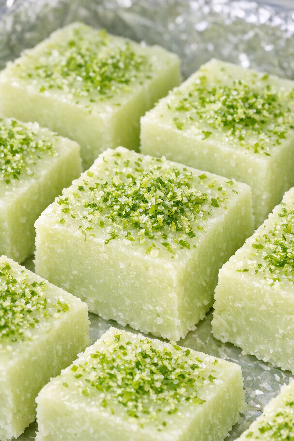 Fudge topped with extra lime zest