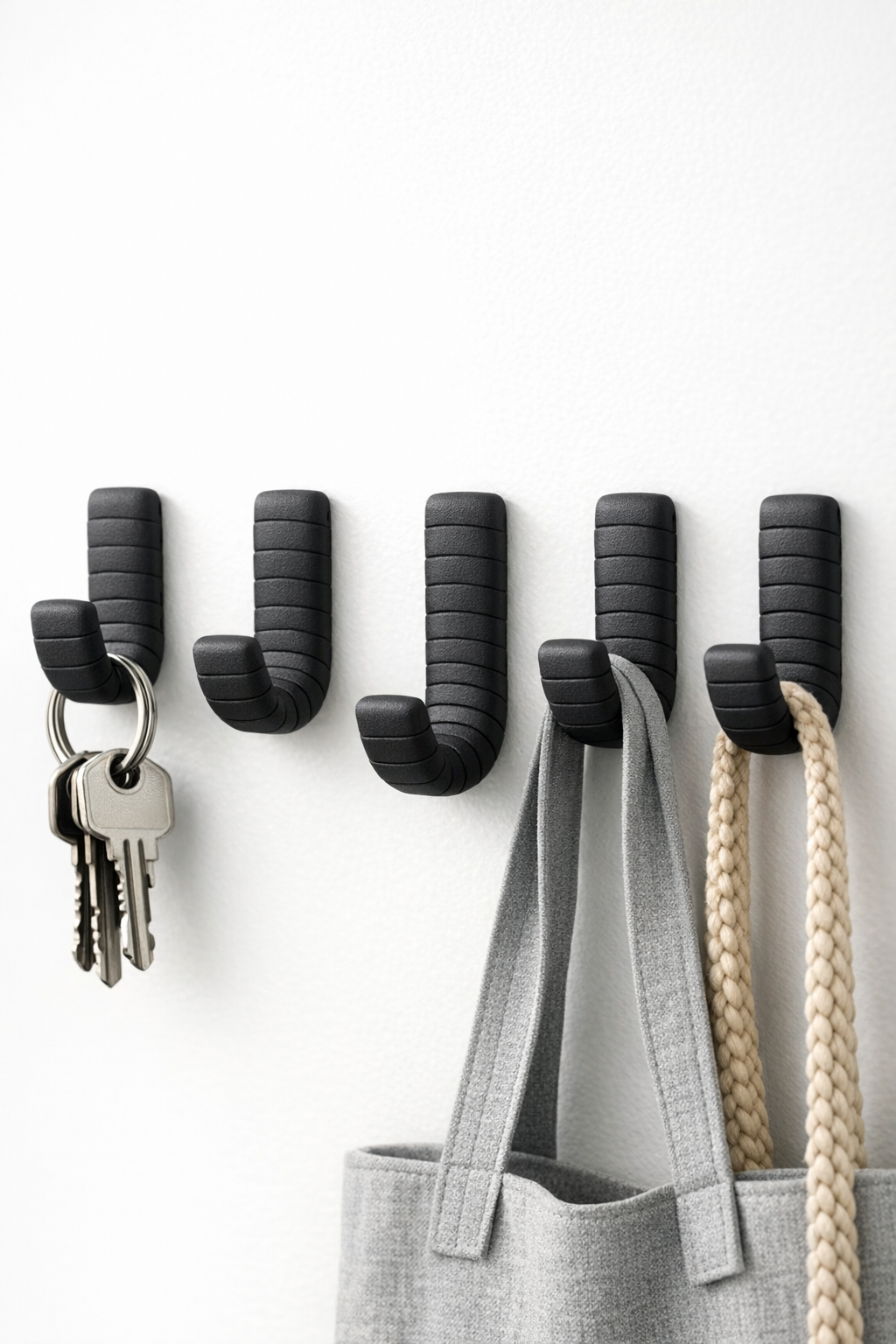 Finished shatterproof wall hooks made from rubber bath mat and simple hooks