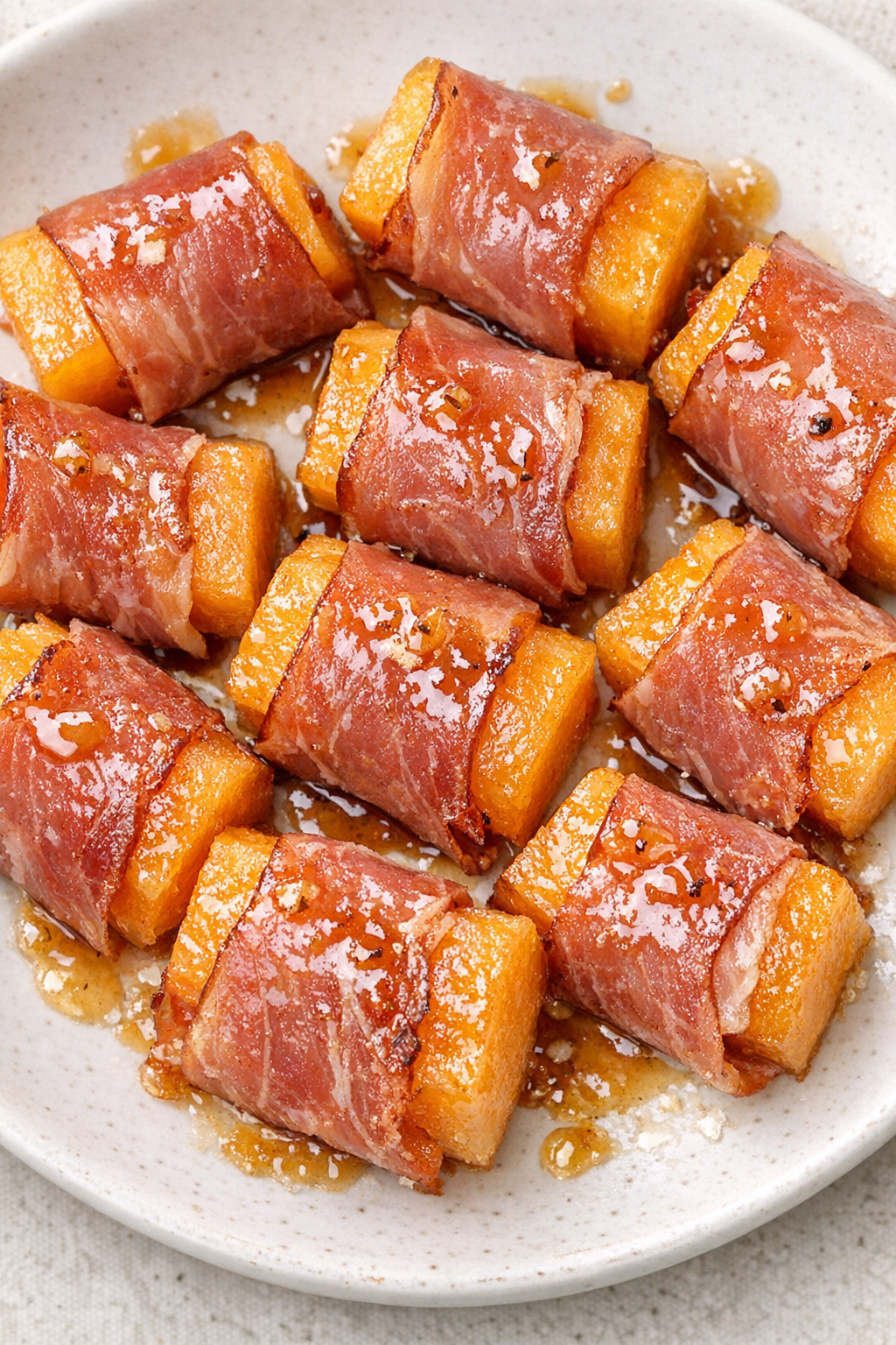 Southern 3-ingredient ham wrapped melon finished dish