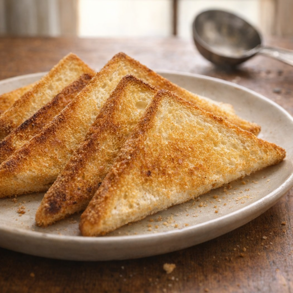 Golden toast points ready for serving